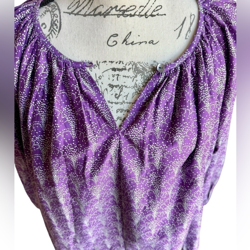Roller Rabbit Silk Blend Blouse Purple Peasant Womens Small - Picture 4 of 9